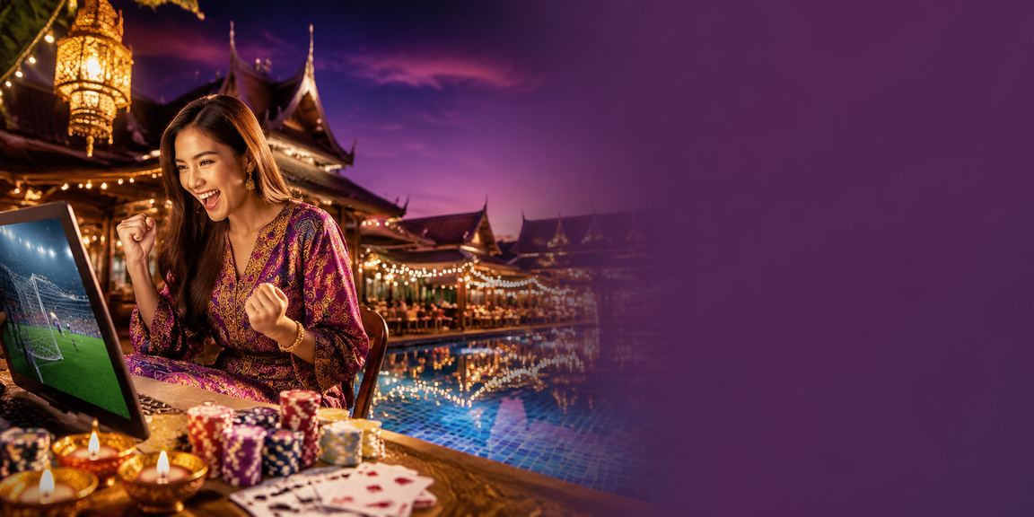 Permainan poker Kota Bharu dengan corak batik Malaysia dan suasana permainan kad yang seru dan menarik
