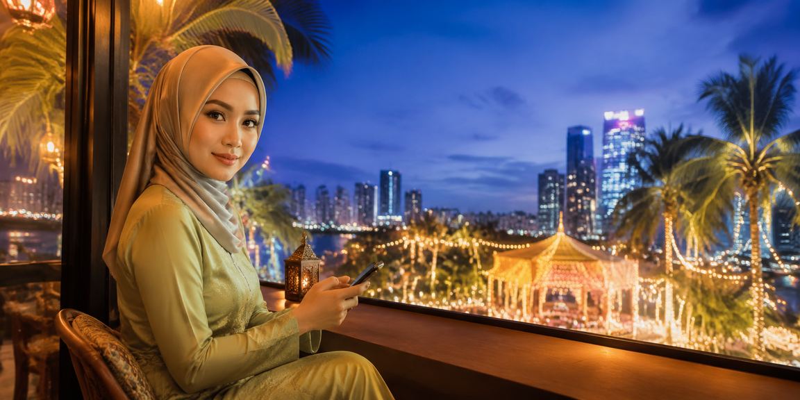 Deposit hari raya Selangor dengan suasana perayaan Melayu yang ceria dan penuh kepercayaan